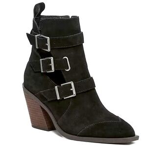 Crown Vintage Stralla Bootie Black Suede with Buckles Women’s Shoes  6 M